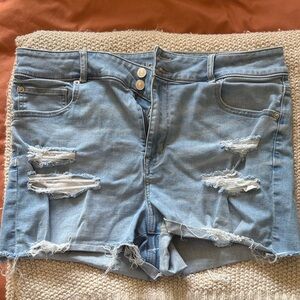 American eagle Distressed Light Blue Denim Shorts